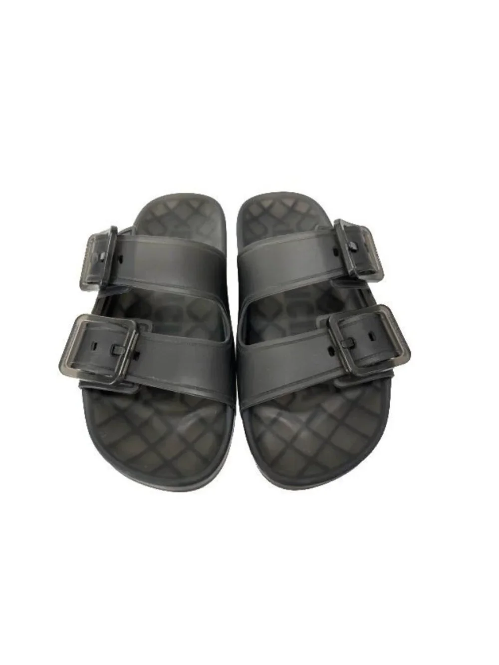 Balenciaga Mallorca Rubber Clear Belted Slide Sandals Black 37